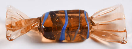 Candy Pieces Amber Rectangle W/ Blue Stripes - No Box