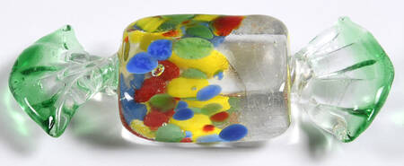 Candy Pieces Clear Square W/ Colorful Dots - No Box