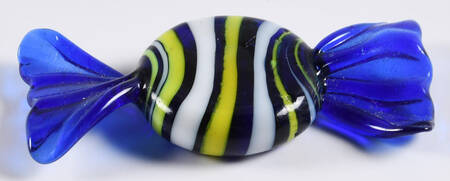 Candy Pieces Blue Round W/ White Stripes - No Box