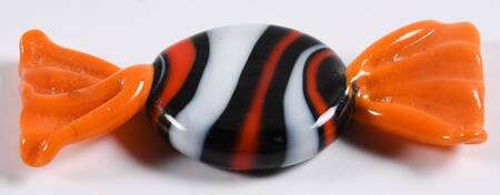 Candy Pieces Black Round W/ White Stripes - No Box