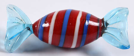 Candy Pieces Red Oval W/White&Blue Stripes - No Box