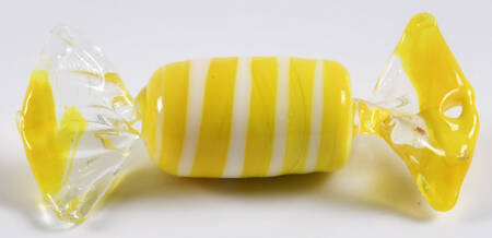Candy Pieces Yellow Cylinder W/White Stripes - No Box