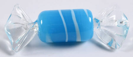 Candy Pieces Blue Cylinder W/ White Stripes - No Box