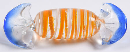 Candy Pieces Clear Cylinder W/Orange Stripes - No Box