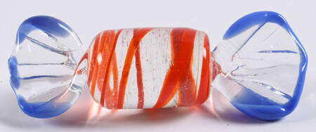 Candy Pieces Clear Cylinder W/Red Stripes - No Box