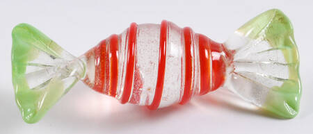 Candy Pieces Clear Oval W/ Red Spiral  - No Box
