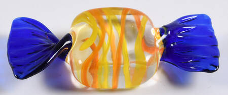 Candy Pieces Clear Square W/Orange&Yellow Stripes - No Box