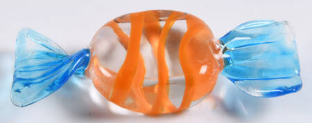 Candy Pieces Clear Square W/Orange Stripes - No Box