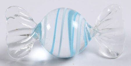 Candy Pieces Clear Round W/ Blue&White Stripes - No Box