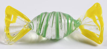 Candy Pieces Clear Oval W/ Green Spiral  - No Box