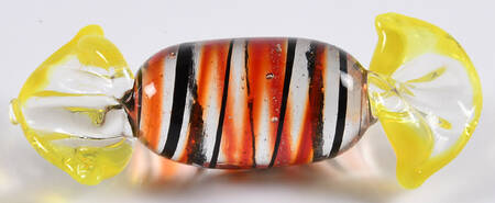 Candy Pieces Clear Cylinder W/Red&Black Stripes - No Box