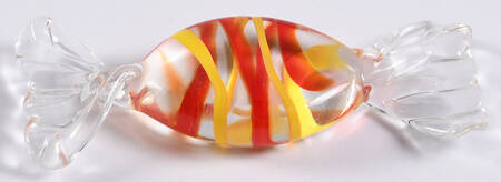 Candy Pieces Clear Oval W/Red Stripes - No Box