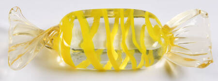 Candy Pieces Clear Rectangle W/Yellow Stripes - No Box