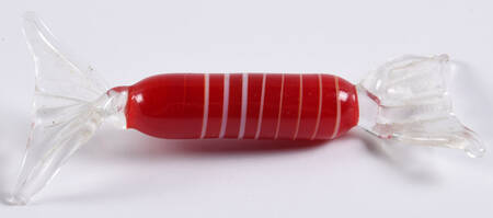 Candy Pieces Red Cylinder W/White Stripes - No Box