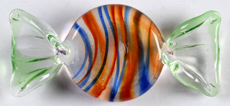 Candy Pieces Clear Round W Blue Stripes - No Box