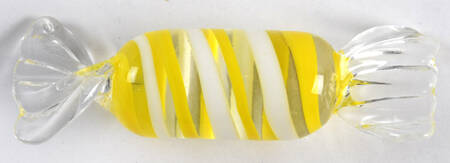 Candy Pieces Clear Cylinder W/Yellow&White Stripes - No Box