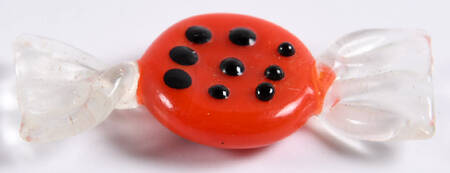 Candy Pieces Round Clear Red Black Dots - No Box