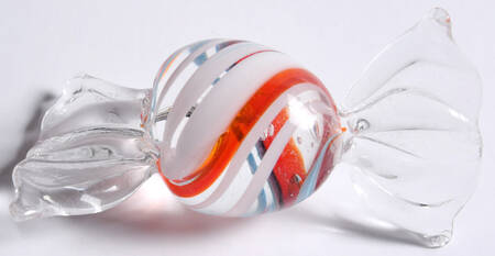 Candy Pieces Clear Ball White Red Blue Swir - No Box 108
