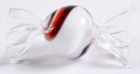 Candy Pieces Clear Ball White Red Purple Swirl - No Box