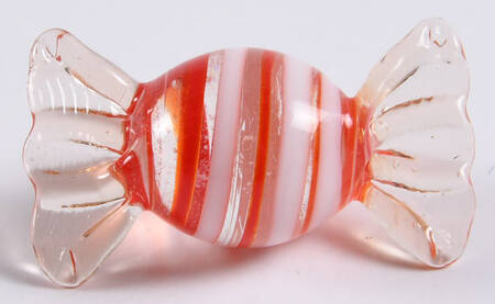 Candy Pieces Clear Red White Stripes-Small - No Box