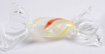 Candy Pieces Cyinder Clear Yellow White Orange Stripe - No Box