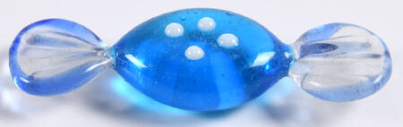 Candy Pieces Cyinder Clear Blue White Dots - No Box