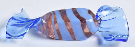 Candy Pieces Blue Cylinder W/ Pink & Blue Stripes - No Box
