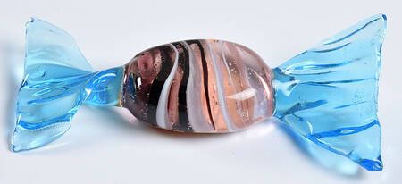 Candy Pieces Blue & Pink Round W/ White & Black Strip - No Box