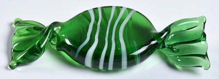 Candy Pieces Green Round W/ White Stripes - No Box