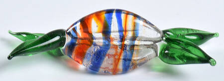 Candy Pieces Green Oval W/ Orange & Blue Stripes - No Box