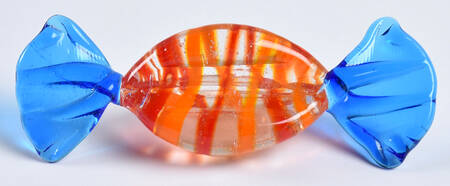 Candy Pieces Blue Oval W/ Orange Stripes - No Box