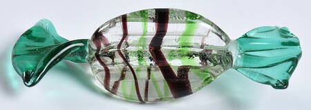 Candy Pieces Green Oval W/ Black & Green Stripes - No Box