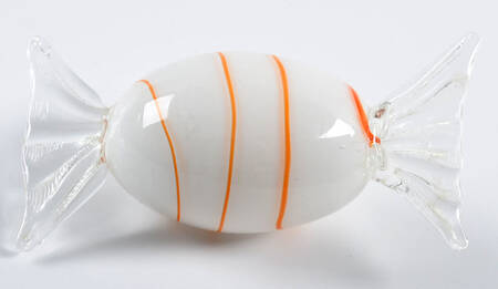 Candy Pieces Large Orange Stripe Clear Wrap - No Box