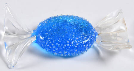 Candy Pieces Blue Round Stiple Frosted - No Box