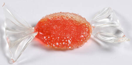 Candy Pieces Orange Round Stiple Frosted - No Box