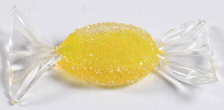 Candy Pieces Yellow Round Stiple Frosted - No Box