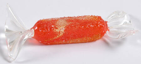 Candy Pieces Orange Square Cylinder Stiple Frosted - No Box