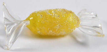 Candy Pieces Yellow Cylinder Stiple Frosted - No Box