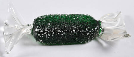 Candy Pieces Dk Green Oval Stiple Frosted - No Box