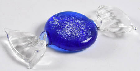 Candy Pieces Round Flat Blue Frosted Clear Wrap - No Box