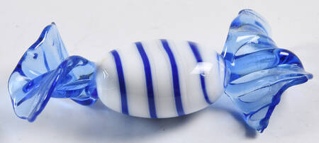 Candy Pieces White Blue Stripes Blue Wrap - No Box