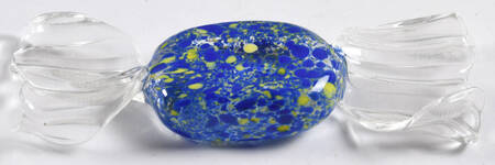 Candy Pieces Blue Yellow Speckles Clear Wrap - No Box