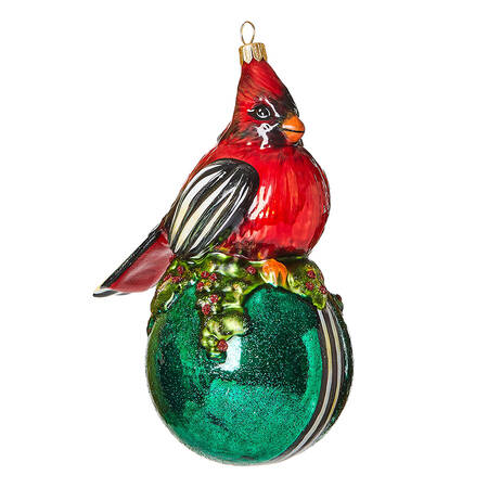 Cozy Christmas Ornaments Cardinal On Ball - Boxed