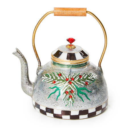 Farmhouse Ornaments Holiday Tea Kettle - Boxed