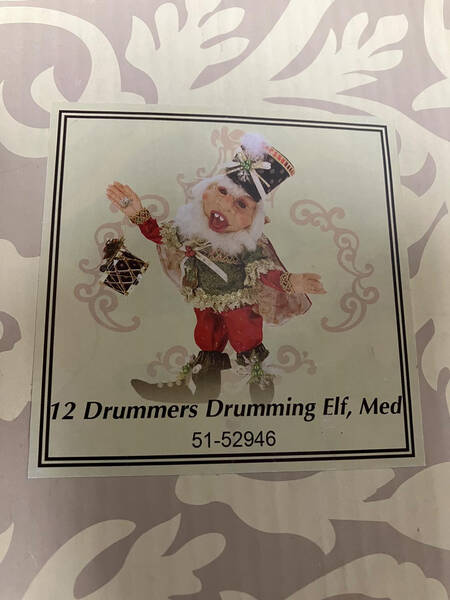 Twelve Days of Christmas Elves Medium 12 Drummers Drumming Elf - Boxed