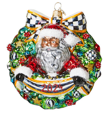 Annual Santa Wreath 2024 Black Santa Wreath - Boxed