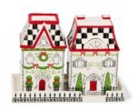 Holly Village Salt & Pepper Set On Tray - Boxed