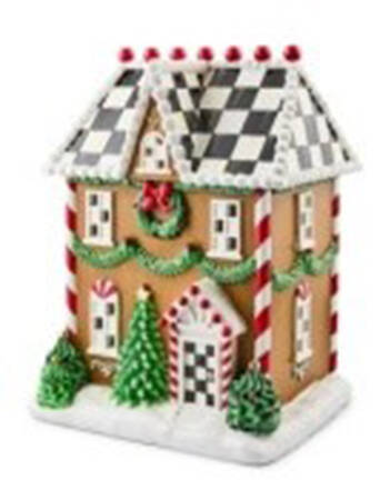 Holly Village Illuminated Gingerbread House - With Box