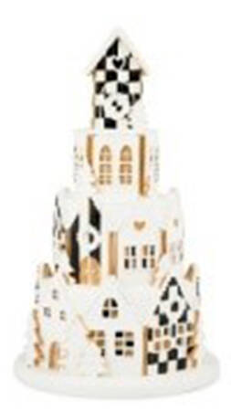 Farmhouse Holiday Table Decor Illuminated Gingerbread Village-Round - Boxed