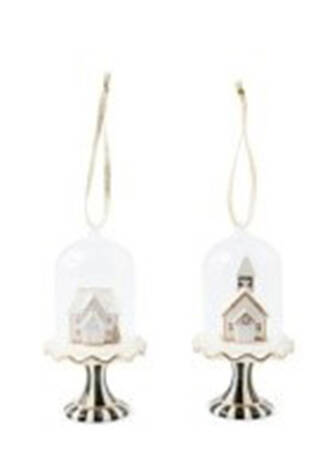 Farmhouse Holiday Table Decor Gingerbread Cloche Ornaments (Set Of 2) - Boxed